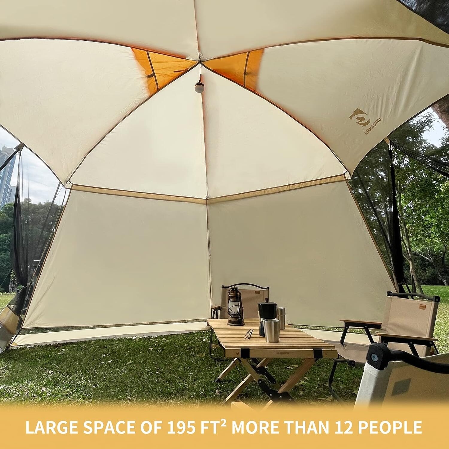 Khaki 15 13ft UPF 50 Canopy Tent with Side Wall Easy Setup Waterproof for Outdoor Patio Camping 15 13